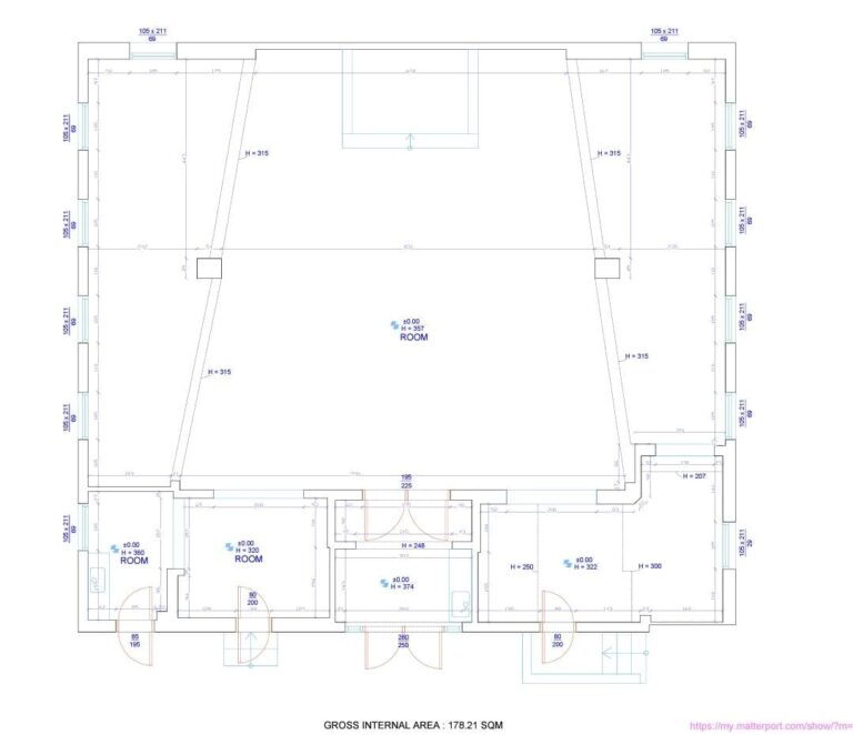 שרטוט בית לפני שיפוץ לאחר מדידה בעזרת לייזר